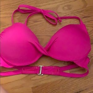 Hot pink cross bikini top